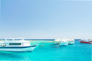 Fototapeta na wymiar view of the beautiful sea with white ships