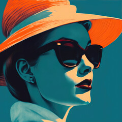 Beautiful young woman with sunglasses. Generative AI