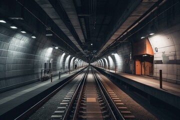 Fototapeta na wymiar Underground tunnels with high-speed trains provide efficient transportation without disrupting city landscapes. Generative AI