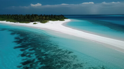 Fototapeta na wymiar Aerial Of The White Sand Beaches Of Maldives. Generative AI