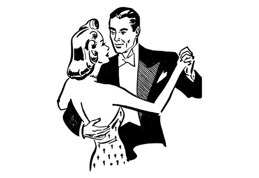 Beautiful couple dancing illustration vintage vector
