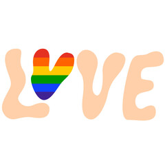  Hand draw Love with rainbow heart. LGBT rainbow flag colors,Gay Pride.Pride month
