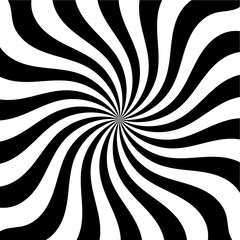 Optical art black and white spiral optical illusion background. vector illustration, monochrome