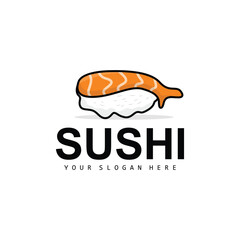 Sushi Logo, Japanese Food Sushi Seafood Vector, Japanese Cuisine Product Brand Design, Template Icon