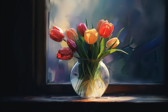 Vase of Tulips: A Watercolor Still Life Painting