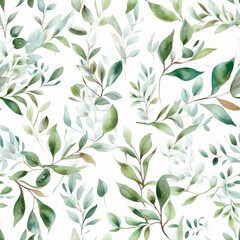 Solid watercolor create organize , a composition of green clears out and branches Seamless pattern,AI generation
