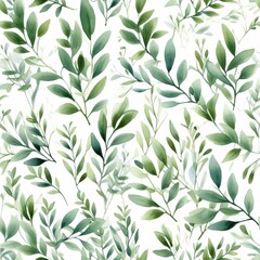 Fototapeta na wymiar Strong watercolor make organize , a composition of green clears out and branches Seamless pattern,AI generation