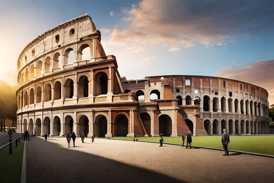 Amphitheater, Colosseum, historical part of Rome, Italy. Generative AI