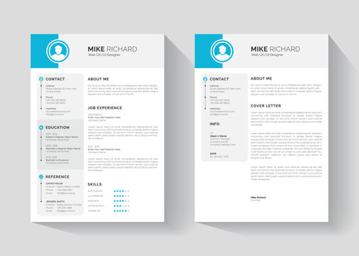 Professional Clean Resume and Letter Cover layout Template