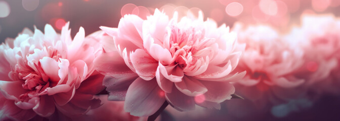 Obraz premium pink flowers on a blurred background with bokeh. Generative Ai