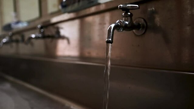 ちょっと怖いレトロな蛇口・水の流れ｜スローモーション撮影｜フリッカーあり