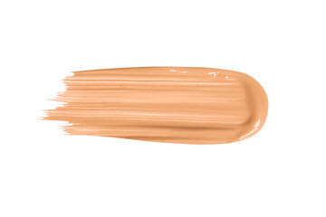 Smear of facial foundation is light beige in color. Isolated  PNG