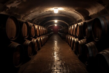 Port wine stored underground. Generative AI
