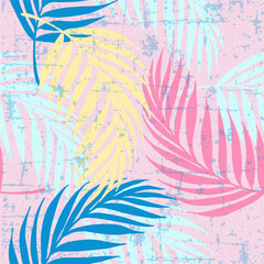 Vector seamless pattern with palm leaves. Hand drawn tropical repeat ornament of blossoms in sketch style. Usable for wrapping paper, covers, textile. © yanushkov