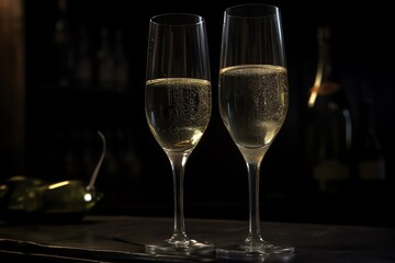 Two champagne glasses. Generative AI
