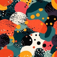 Inventive and colorful advanced theoretical print highlighting spots in a collage organize organize . Seamless pattern, AI Generated