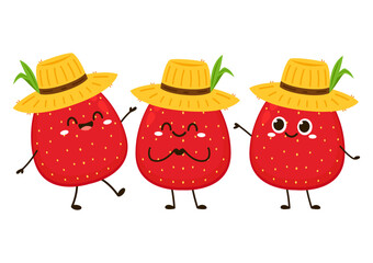 Strawberry character design. Strawberry on white background.