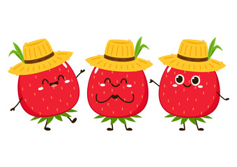 Strawberry character design. Strawberry on white background.
