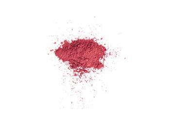 Cheek and face blush scattered. Pink blush texture on a white background.