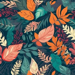 Summer botanical plan looking like unfinished watercolors, come full circle for materials and improvement . Seamless pattern, AI Generated
