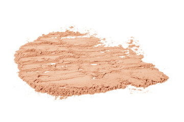 Powder and for the face scattered. Powder texture on a white background.
