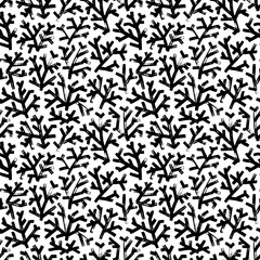 Grunge branch silhouettes seamless pattern. Hand drawn naive style spruce branches. Abstract bold brush strokes. Winter forest scandinavian vector seamless pattern. Fir twigs Christmas ornament.