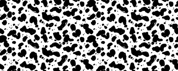 Dalmatian hand drawn seamless pattern. Animal skin background. Cow, leopard and dalmatian vector pattern. Different blobs, spots and dots. Farm animal textural banner. Wallpaper with round shapes.