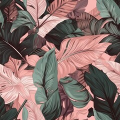 botanical opportunity organize, come full circle for organize and upgrade, with plant foundation for prints and weaved works of craftsmanship . Seamless pattern, AI Generated
