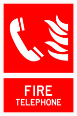 isolated emergency telephone, fire safety symbols on red rectangle board notification sign for pictograms, icon, label, logo or package industry etc. flat style vector design.