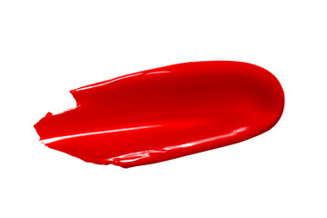 Smear of lipstick, lip gloss, paint, red. Isolated on a white background.