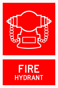 isolated hydrant, fire safety symbols on red rectangle board notification sign for pictograms, icon, label, logo or package industry etc. flat style vector design.