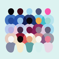 Vector illustration. Diverse crowd of people, abstract pattern. community, society, different personalities and cultures make up a population. Multicultural nature, right to be different concept. - 593580996