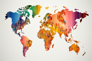Colorful world map. Generative ai.