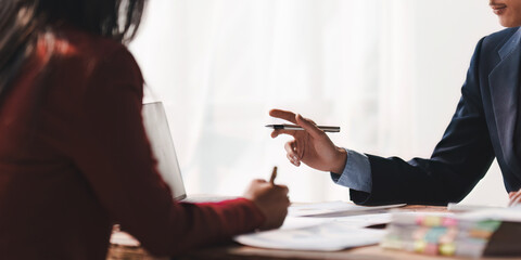 Group of Businessman or Accountant checking finance data document for investigation of corruption account. Anti Bribery concept