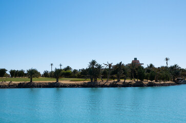 Fototapeta na wymiar Golf club and fields in El Gouna, Red Sea, Egypt, Africa