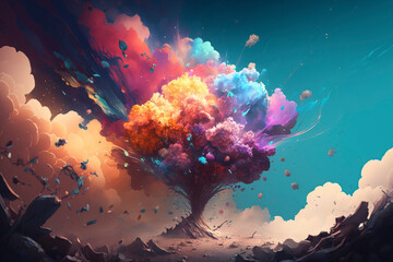 Obraz na płótnie Canvas Abstract Flower Explosion. AI technology generated image