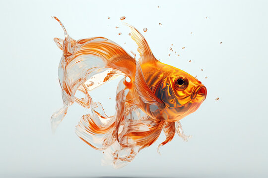 A goldfish composed of abstract colors. AI technology generated image