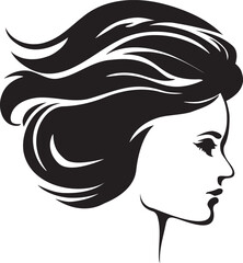 Silhouette, vector closeup portrait of a woman. Vector illustration 