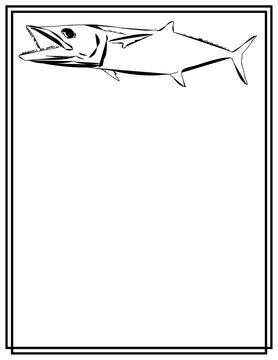 recommend clip art: Outlined King Mackerel With Frame