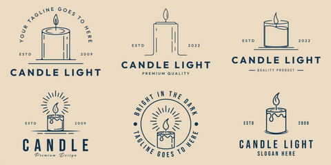 set candle logo line art simple minimalist icon logo vector illustration design - Powered by Adobe