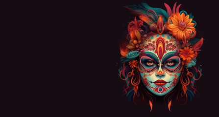 Dia de los muertos, Maxican mask girl, Generative Ai