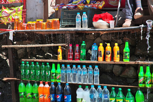 Kalam, Pakistan - 03 Apr 2021: The local market in Kalam valley in Himalayas, Pakistan