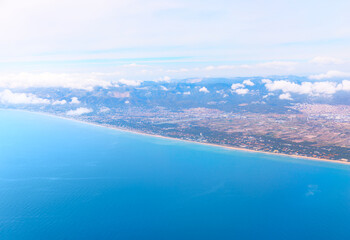 Barcelona Coast and Balearic Sea , view of Castelldefels town