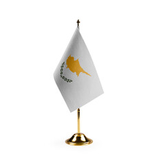 Small national flag of the Cyprus on a white background