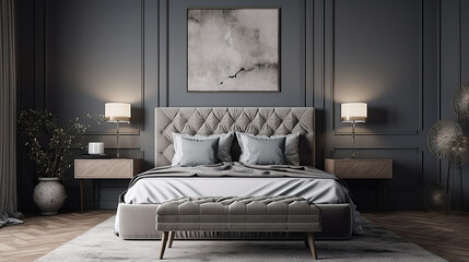 A modern design for bed room, elegant, interior luxury design.