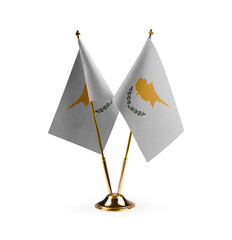 Small national flags of the Cyprus on a white background