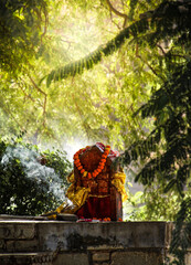 Lord Ganesha statue in a forest