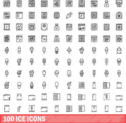 100 ice icons set. Outline illustration of 100 ice icons vector set isolated on white background