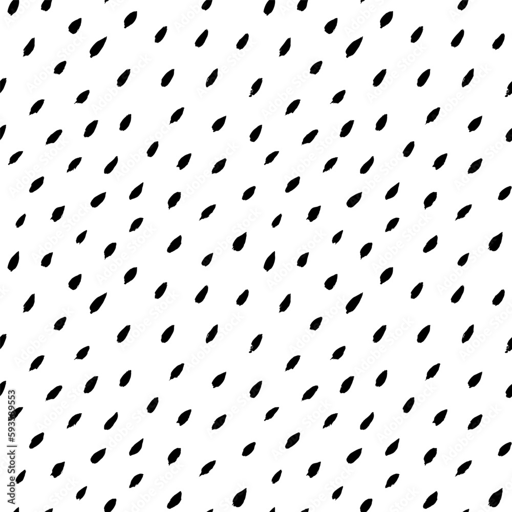 Poster Seamless texture with dashed strokes. Brush drawn blobs. Rain pattern with diagonal strokes, rounded lines. Vector rain drops pattern. Black and white abstract background. Simple texture.