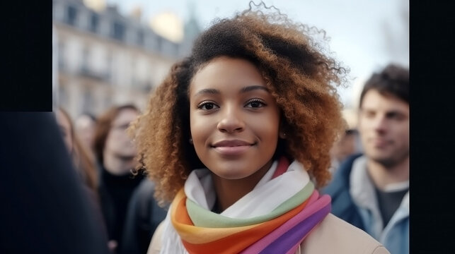 Portrait of a group of LGBTQ people, LGB community acceptance and rights, by generative AI